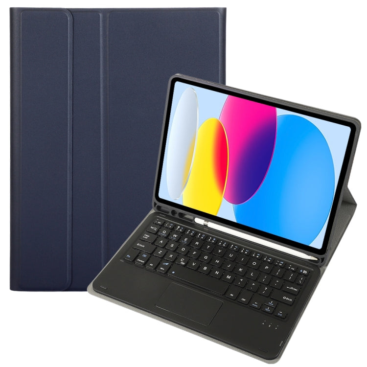 Für iPad 11 2025 / 10. Generation 10,9 2022 A10B-A Lammlederstruktur Bluetooth Touch-Tastatur Leder-Tablet-Hülle mit Stifthalter, A10B-A
