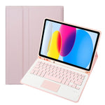 Für iPad 11 2025 / 10. Generation 10,9 2022 A10B-A Lammlederstruktur Bluetooth Touch-Tastatur Leder-Tablet-Hülle mit Stifthalter, A10B-A