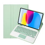 Für iPad 11 2025 / 10. Generation 10,9 2022 A10B-A Lammlederstruktur Bluetooth Touch-Tastatur Leder-Tablet-Hülle mit Stifthalter, A10B-A