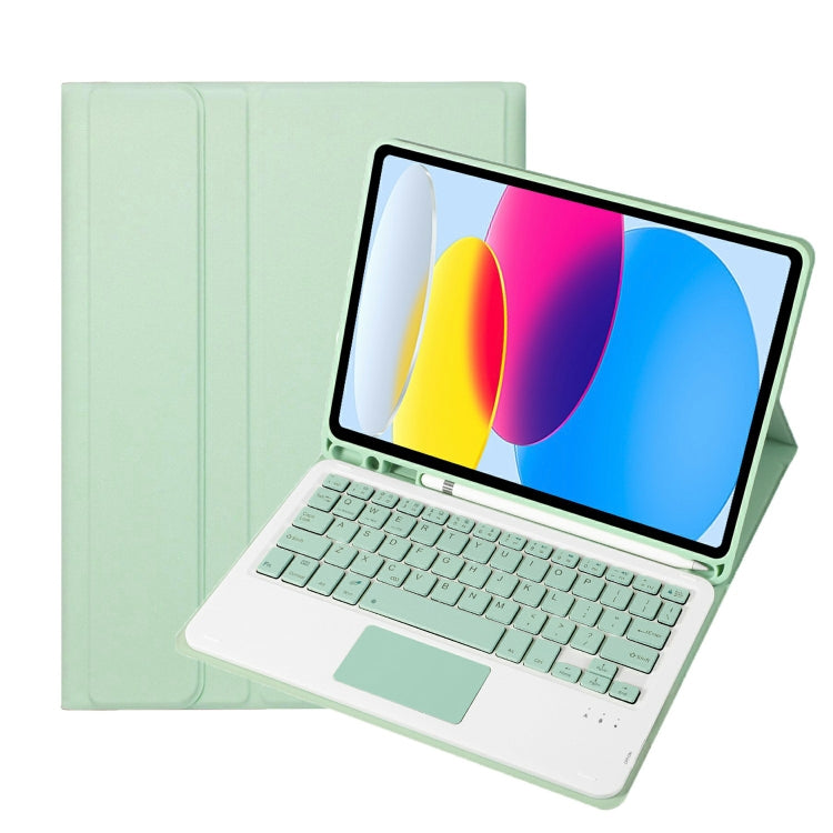 Für iPad 11 2025 / 10. Generation 10,9 2022 A10B-A Lammlederstruktur Bluetooth Touch-Tastatur Leder-Tablet-Hülle mit Stifthalter, A10B-A