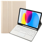 Für iPad 11 2025 / 10. Generation 10,9 2022 A10B-A Lammlederstruktur Bluetooth Touch-Tastatur Leder-Tablet-Hülle mit Stifthalter, A10B-A