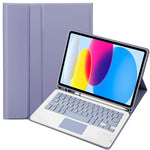 Für iPad 11 2025 / 10. Generation 10,9 2022 A10B-A Lammlederstruktur Bluetooth Touch-Tastatur Leder-Tablet-Hülle mit Stifthalter, A10B-A