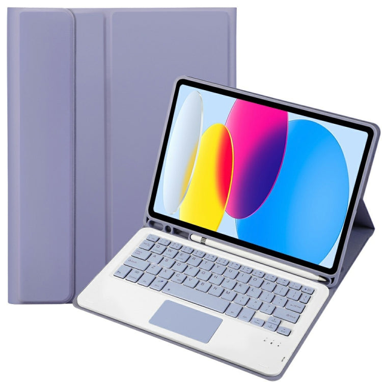 Für iPad 11 2025 / 10. Generation 10,9 2022 A10B-A Lammlederstruktur Bluetooth Touch-Tastatur Leder-Tablet-Hülle mit Stifthalter, A10B-A