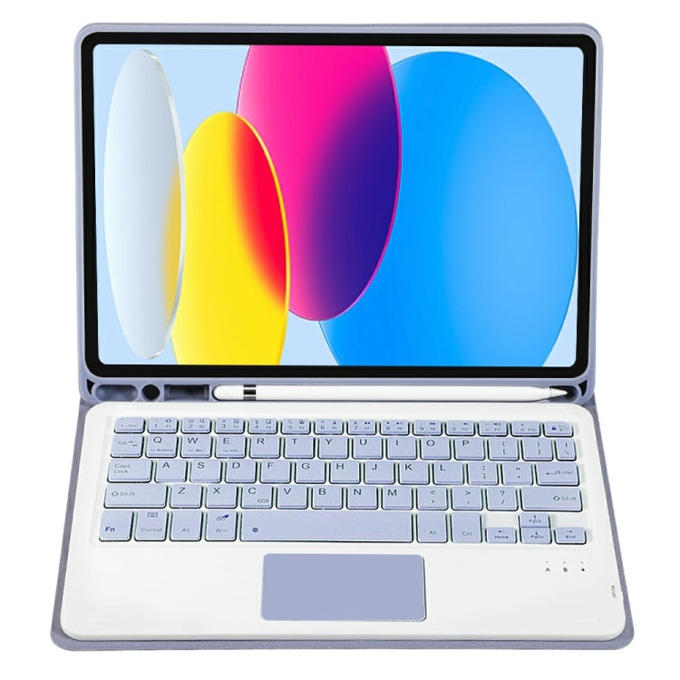 Für iPad 11 2025 / 10. Generation 10,9 2022 A10B-A Lammlederstruktur Bluetooth Touch-Tastatur Leder-Tablet-Hülle mit Stifthalter, A10B-A