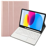 Für iPad 11 2025 / 10. Generation 10,9 2022 A10B-A Lammlederstruktur Bluetooth Touch-Tastatur Leder-Tablet-Hülle mit Stifthalter, A10B-A