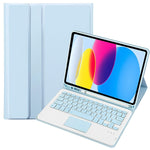 Für iPad 11 2025 / 10. Generation 10,9 2022 A10B-A Lammlederstruktur Bluetooth Touch-Tastatur Leder-Tablet-Hülle mit Stifthalter, A10B-A