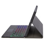 Für iPad 11 2025 / 10. Generation 10,9 2022 A10B-AS Lammlederstruktur hintergrundbeleuchtete Bluetooth Touch-Tastatur Leder-Tablet-Hülle mit Stifthalter, A10B-AS