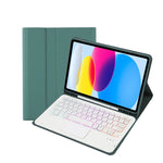 Für iPad 11 2025 / 10. Generation 10,9 2022 A10B-AS Lammlederstruktur hintergrundbeleuchtete Bluetooth Touch-Tastatur Leder-Tablet-Hülle mit Stifthalter, A10B-AS