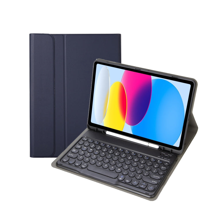 Für iPad 11 2025 / 10. Generation 10,9 2022 YA10B Lammlederstruktur Bluetooth-Tastatur Leder-Tablet-Hülle mit Stifthalter, YA10B