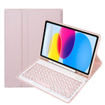 Für iPad 11 2025 / 10. Generation 10,9 2022 YA10B Lammlederstruktur Bluetooth-Tastatur Leder-Tablet-Hülle mit Stifthalter, YA10B
