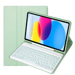 Für iPad 11 2025 / 10. Generation 10,9 2022 YA10B Lammlederstruktur Bluetooth-Tastatur Leder-Tablet-Hülle mit Stifthalter, YA10B