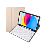 Für iPad 11 2025 / 10. Generation 10,9 2022 YA10B Lammlederstruktur Bluetooth-Tastatur Leder-Tablet-Hülle mit Stifthalter, YA10B
