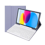 Für iPad 11 2025 / 10. Generation 10,9 2022 YA10B Lammlederstruktur Bluetooth-Tastatur Leder-Tablet-Hülle mit Stifthalter, YA10B
