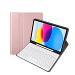 Für iPad 11 2025 / 10. Generation 10,9 2022 YA10B Lammlederstruktur Bluetooth-Tastatur Leder-Tablet-Hülle mit Stifthalter, YA10B