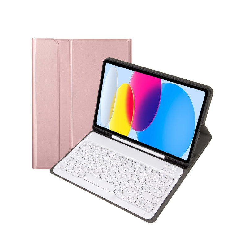 Für iPad 11 2025 / 10. Generation 10,9 2022 YA10B Lammlederstruktur Bluetooth-Tastatur Leder-Tablet-Hülle mit Stifthalter, YA10B