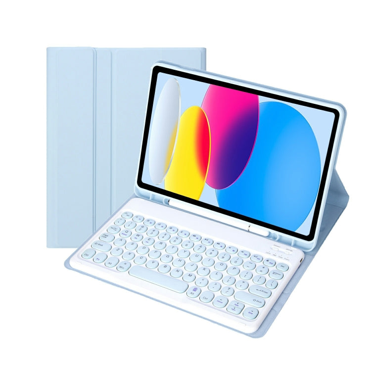 Für iPad 11 2025 / 10. Generation 10,9 2022 YA10B Lammlederstruktur Bluetooth-Tastatur Leder-Tablet-Hülle mit Stifthalter, YA10B