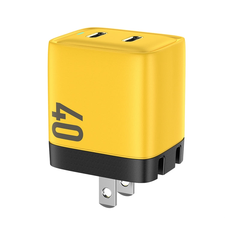 WK WP-U128 40W Dual USB-C/Type-C Schnittstelle Galliumnitrid-Ladegerät, Spezifikationen: US-Stecker