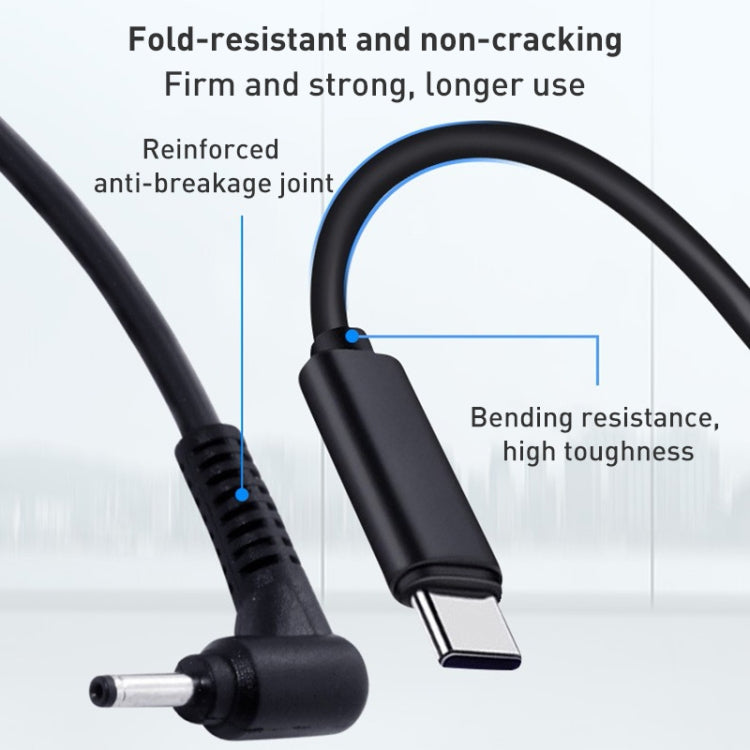 USB-C / Type-C zu 4,0 x 1,7mm Laptop Stromladekabel, Kabellänge: ca. 1,5m, Type-C zu 4,0 x 1,7mm Rundstecker