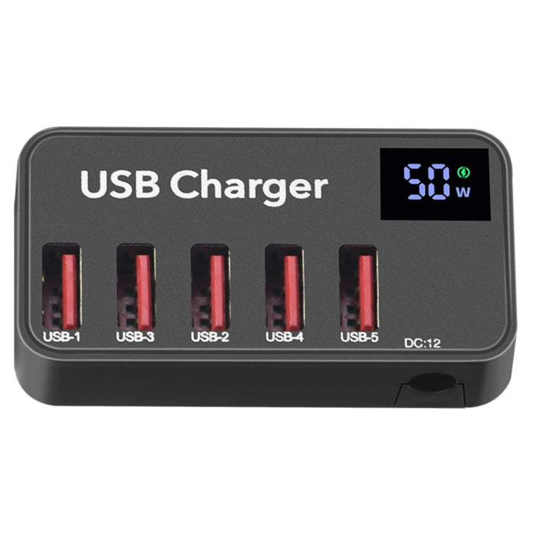 988A Multifunktionaler DC 12V 5 Ports USB Digitalanzeige Schnellladegerät, 988A