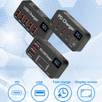 988A Multifunktionaler DC 12V 5 Ports USB Digitalanzeige Schnellladegerät, 988A