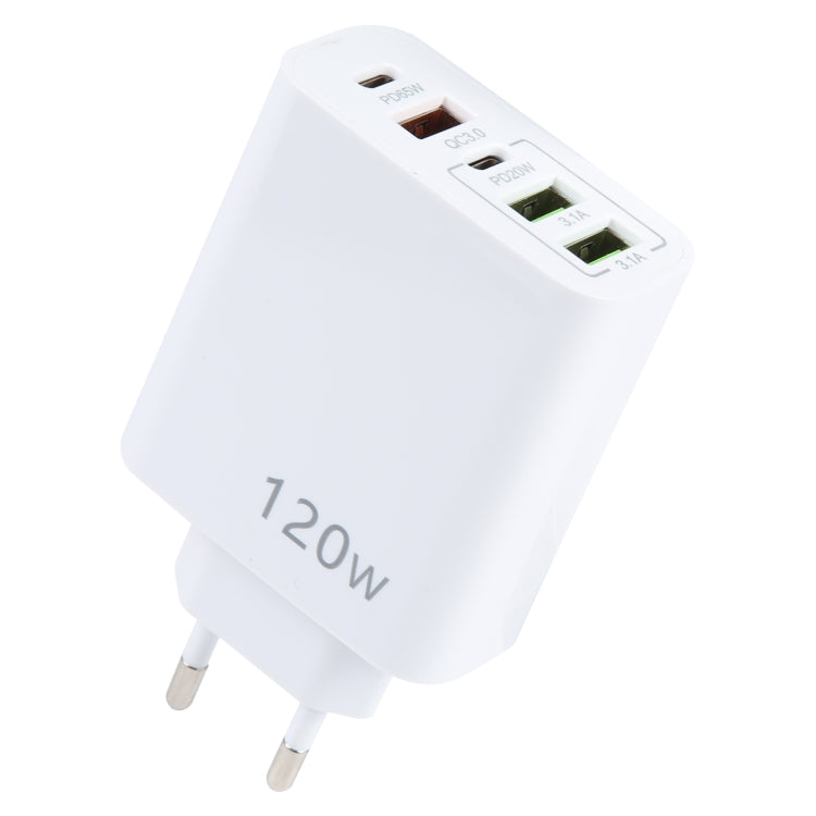 120W Dual PD Typ-C + 3 x USB Multi-Port-Ladegerät, EU-Stecker