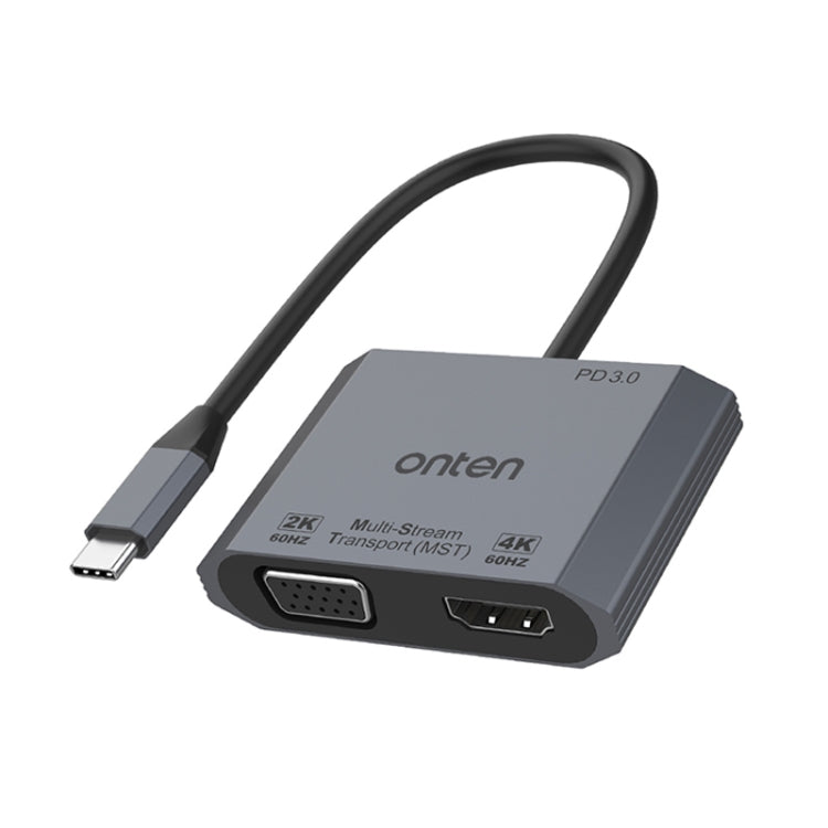 Onten M205 3 in 1 Typ-C auf HDMI+VGA+PD Schnelllade-Video-Konverter, M205