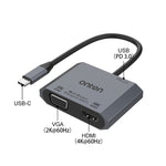 Onten M205 3 in 1 Typ-C auf HDMI+VGA+PD Schnelllade-Video-Konverter, M205