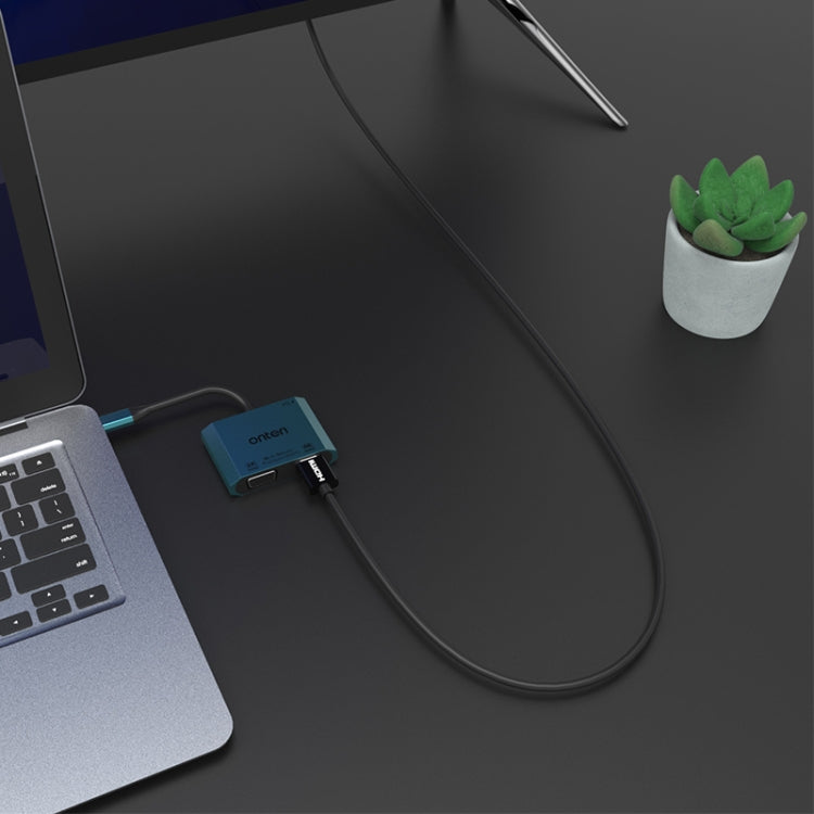 Onten M205 3 in 1 Typ-C auf HDMI+VGA+PD Schnelllade-Video-Konverter, M205