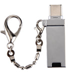 Mini Aluminiumlegierung USB 2.0 Buchse auf USB-C / Typ-C Stecker Port Adapter mit Kette