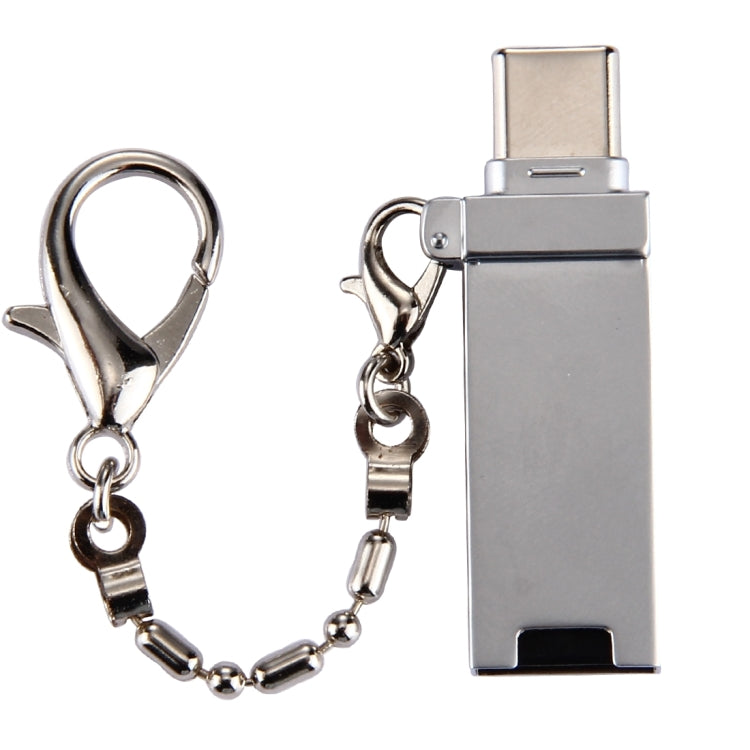Mini Aluminiumlegierung USB 2.0 Buchse auf USB-C / Typ-C Stecker Port Adapter mit Kette