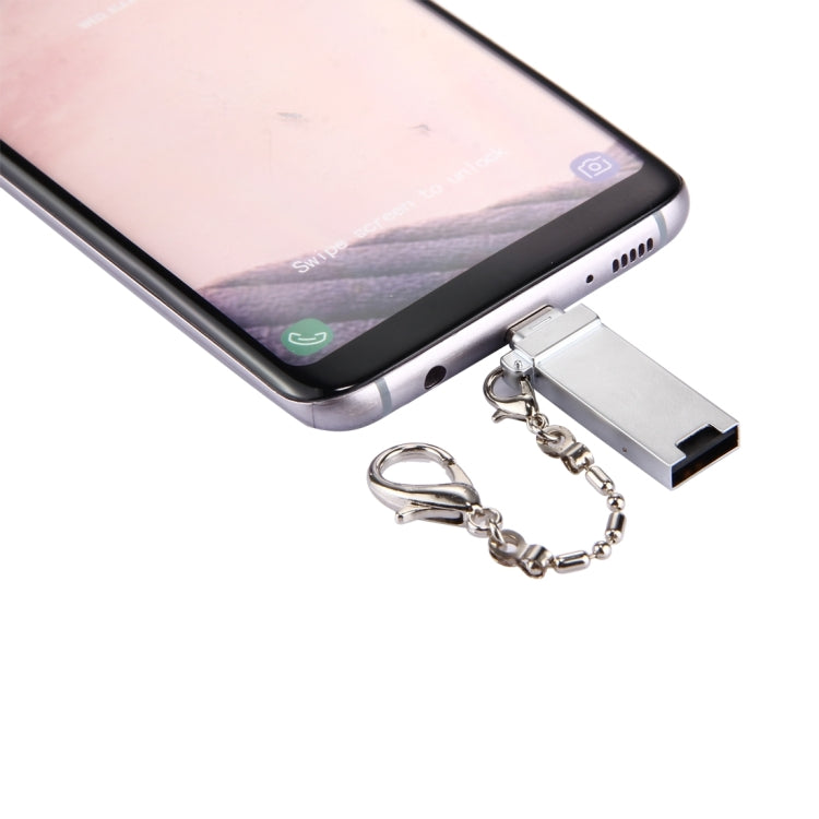 Mini Aluminiumlegierung USB 2.0 Buchse auf USB-C / Typ-C Stecker Port Adapter mit Kette