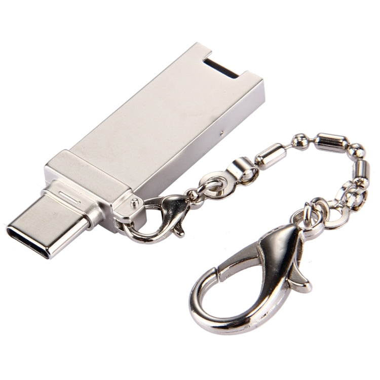 Mini Aluminiumlegierung USB 2.0 Buchse auf USB-C / Typ-C Stecker Port Adapter mit Kette