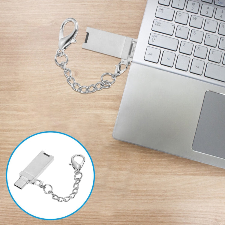 Mini Aluminiumlegierung USB 2.0 Buchse auf USB-C / Typ-C Stecker Port Adapter mit Kette