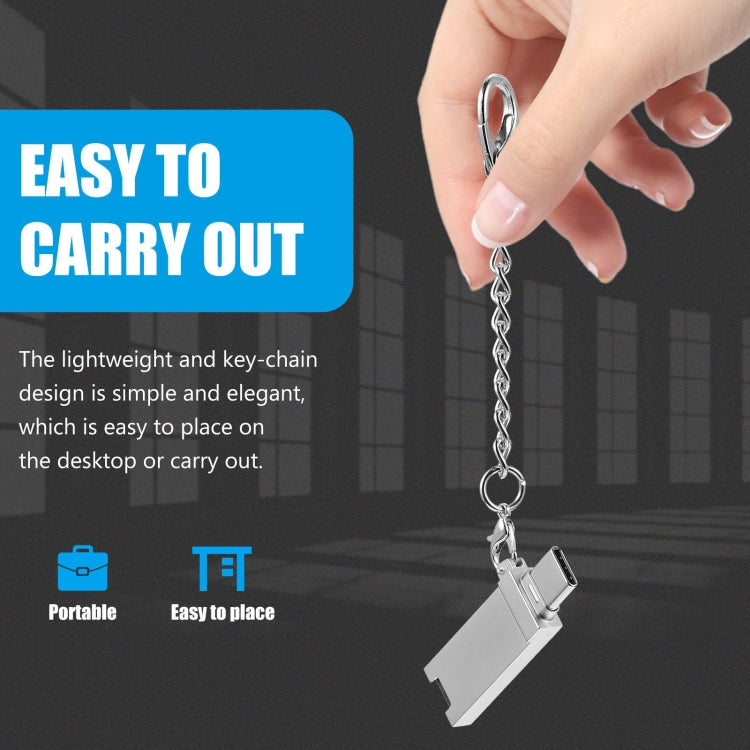 Mini Aluminiumlegierung USB 2.0 Buchse auf USB-C / Typ-C Stecker Port Adapter mit Kette