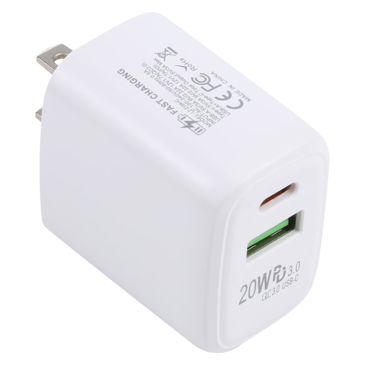 LZ-215A+C 20W QC 3.0 USB + PD 3.0 USB-C / Type-C Schnelllade-Reiseladegerät, US-Stecker