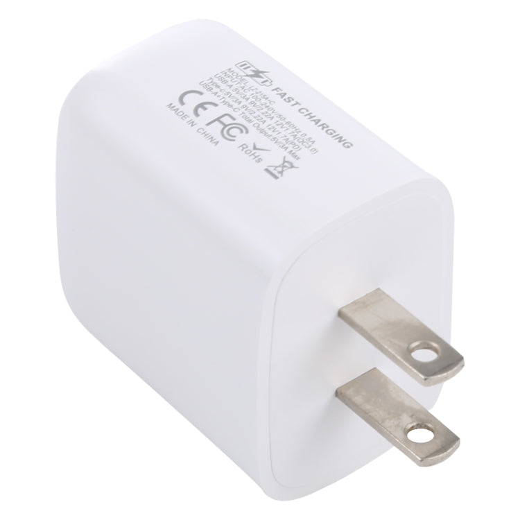 LZ-215A+C 20W QC 3.0 USB + PD 3.0 USB-C / Type-C Schnelllade-Reiseladegerät, US-Stecker