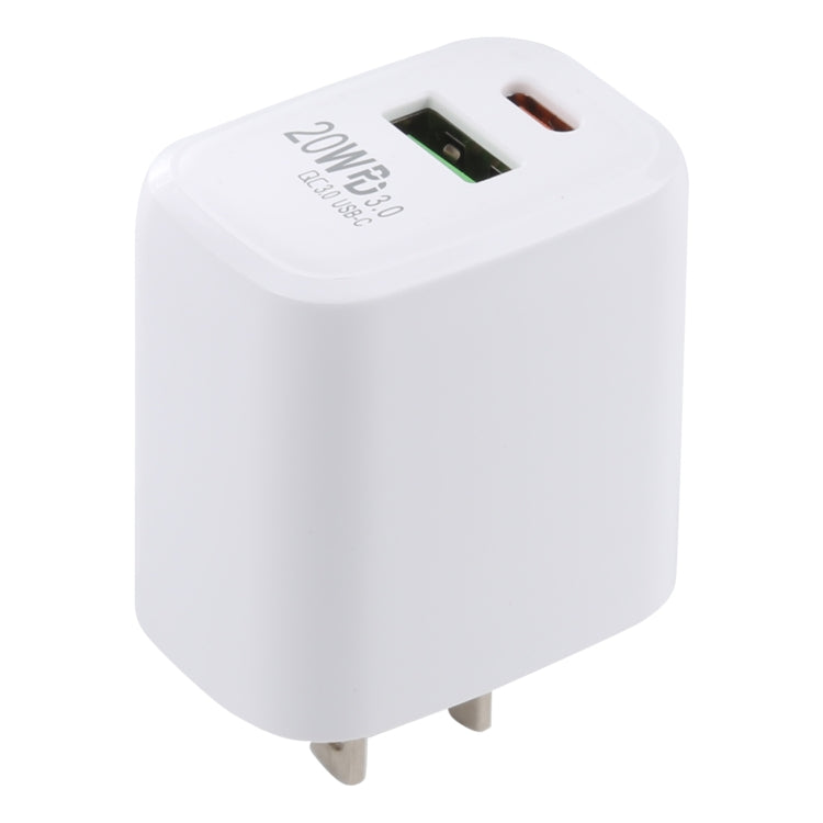 LZ-215A+C 20W QC 3.0 USB + PD 3.0 USB-C / Type-C Schnelllade-Reiseladegerät, US-Stecker