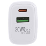 LZ-215A+C 20W QC 3.0 USB + PD 3.0 USB-C / Type-C Schnelllade-Reiseladegerät, US-Stecker