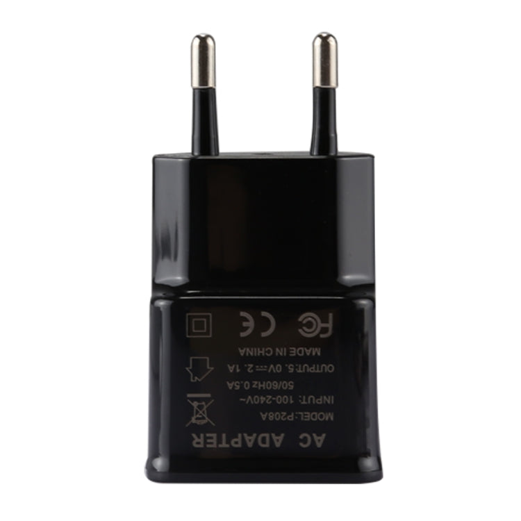 5V 2.1A Intelligentes Identifikations-USB-Ladegerät mit 1m USB zu USB-C / Typ-C Ladekabel, EU Stecker