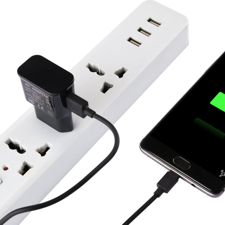 5V 2.1A Intelligentes Identifikations-USB-Ladegerät mit 1m USB zu USB-C / Typ-C Ladekabel, EU Stecker