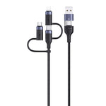 USAMS US-SJ547 U62 USB + Type-C / USB-C zu Type-C / USB-C + 8 Pin + Micro Aluminiumlegierung PD Schnellladedatenkabel, Länge: 1,2m