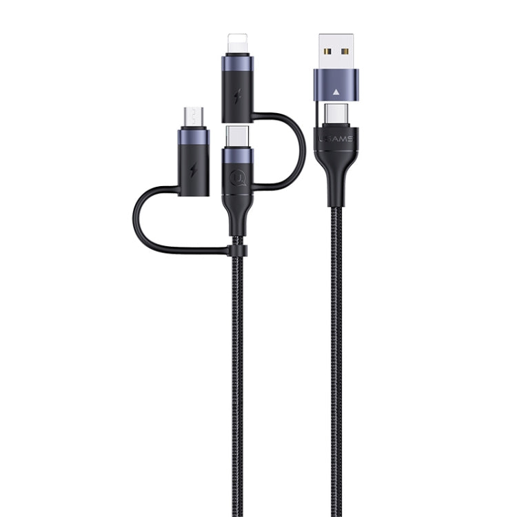 USAMS US-SJ547 U62 USB + Type-C / USB-C zu Type-C / USB-C + 8 Pin + Micro Aluminiumlegierung PD Schnellladedatenkabel, Länge: 1,2m