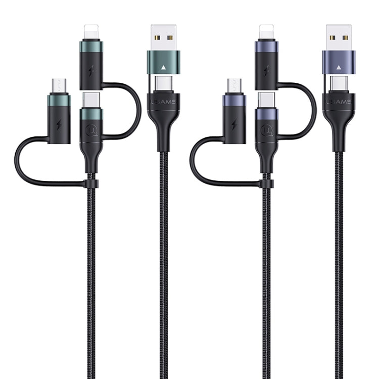 USAMS US-SJ547 U62 USB + Type-C / USB-C zu Type-C / USB-C + 8 Pin + Micro Aluminiumlegierung PD Schnellladedatenkabel, Länge: 1,2m