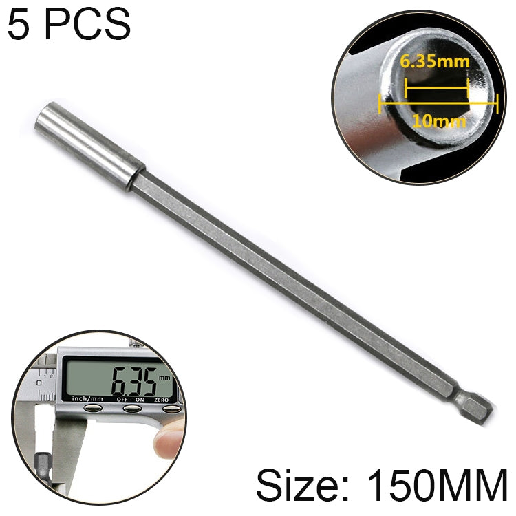 5 STK 1/4 Elektrische Batch-Kopf Hochmagnetische Verbindungsstange Pistolenbohrer Verlängerungsstange Hülse Schnellkupplung, Länge: 150mm, 150mm Gelenk