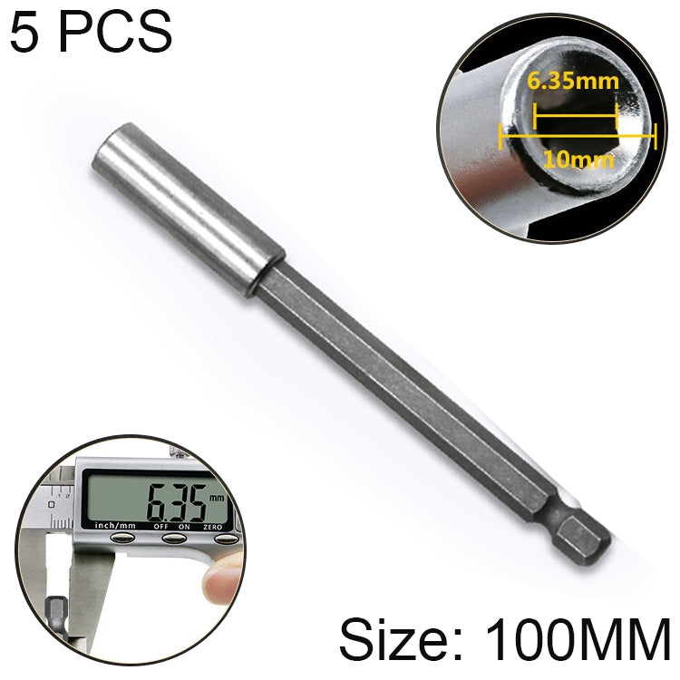 5 Stk. 1/4 Elektrischer Batch-Kopf, hochmagnetische Pleuelstange, Pistolenbohrer-Verlängerungsstange, Hülse, schnell drehendes Gelenk, Länge: 100 mm, 100 mm Gelenk