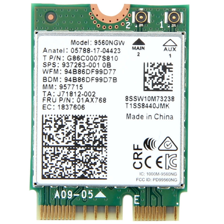 9560NGW Dual Band 1,73Gbps Wireless für Intel 9560ac NGFF Key E Wifi Karte 8020.11ac Bluetooth 5.0 Laptop für Windows 10, 9560NGW Intel 9560ac