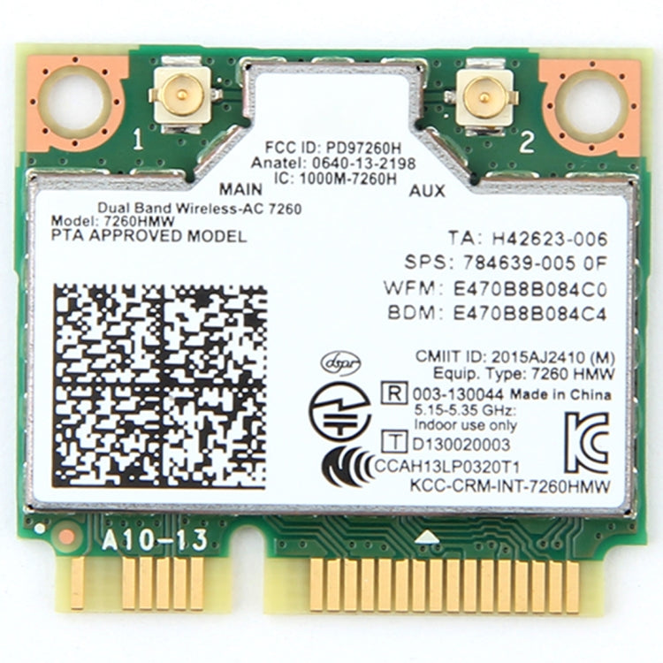 Dual-Band Wireless-WLAN-Karte für Intel 7260HMW Mini PCI-E 2,4G / 5Ghz WLAN Bluetooth 4.0 Wifi-Karte 802.11 ac / a / b / g / n, 7260HMW