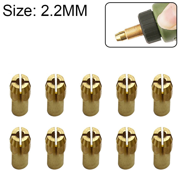 10 Stück Drei-Klauen-Kupfer-Spannzange für Elektromühlen, Bohrungsdurchmesser: 2,2 mm, Bohrungsdurchmesser: 2,2 mm