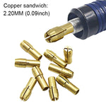 10 Stück Drei-Klauen-Kupfer-Spannzange für Elektromühlen, Bohrungsdurchmesser: 2,2 mm, Bohrungsdurchmesser: 2,2 mm
