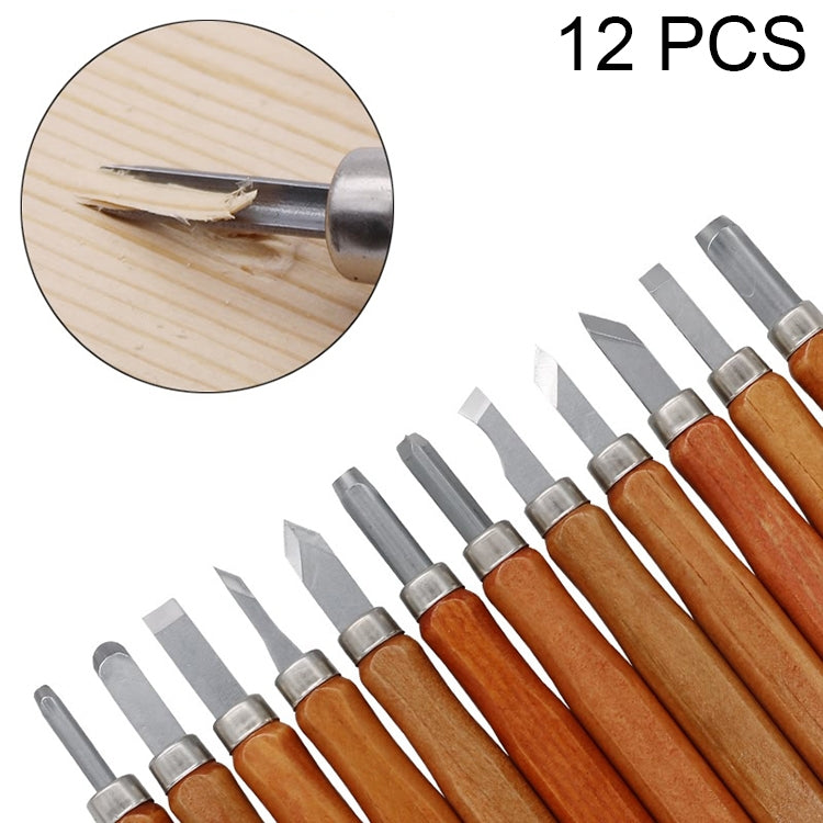 12-in-1 Holzbildhauer-Meißel-Set, Messer, grundlegende Holzschnitt-Werkzeuge, handgemachte Gummistempel, Handwerkzeuge, Meißel, Messer